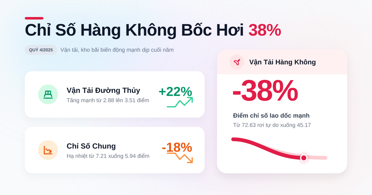Chỉ số vận tải, kho bãi Q4/2025: Hàng không hạ nhiệt